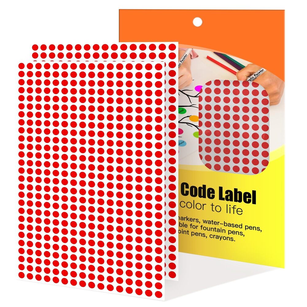 2564 0.25 Inch Red Color Coding Sticker Dots,4200 PCS Small Round Circle